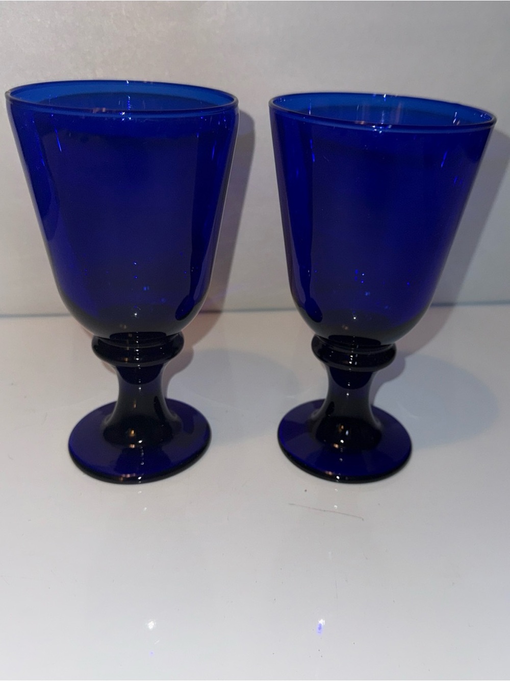 Vintage Libbey Cobalt Deep Blue Glass Goblets Lot Of 2
